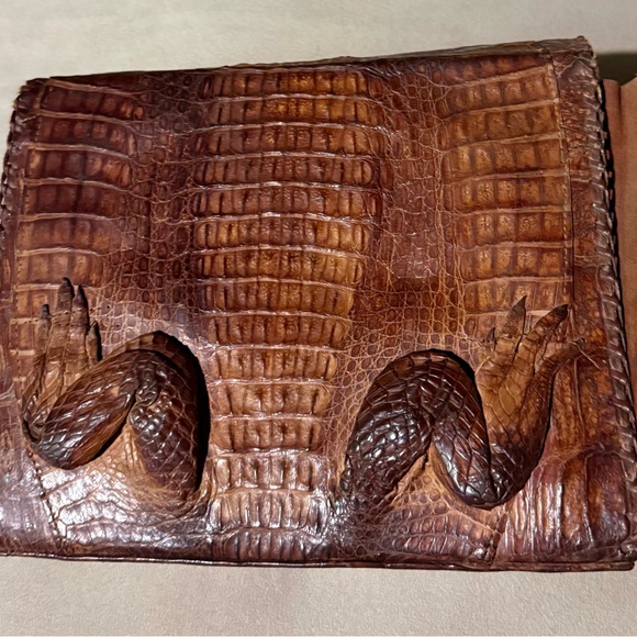 Brown Crocodile Leather Clutch